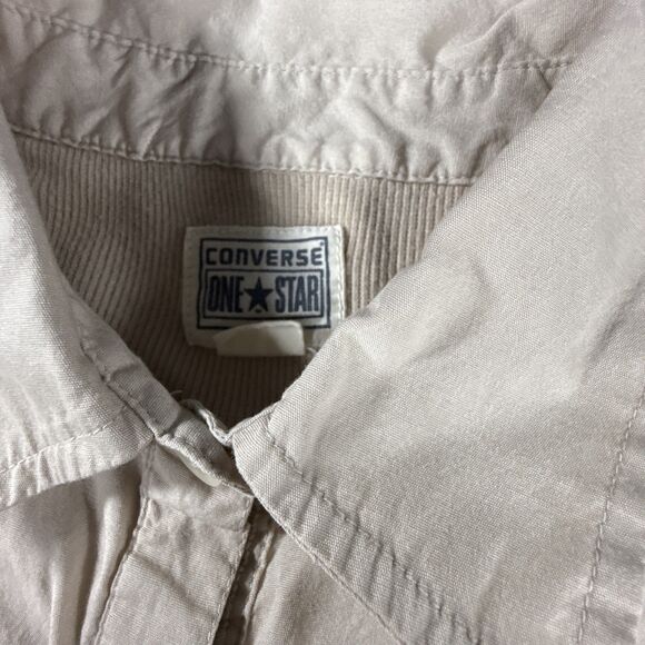 Converse One Star 100% Cotton Beige Button Down Shirt Women's Medium Y2K - Picture 8 of 11
